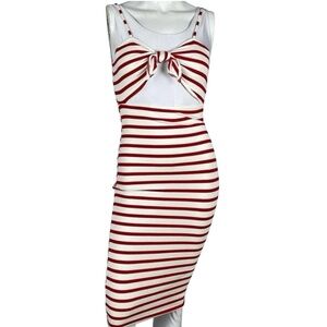 Forever 21 Red and White Bodycon Midi Dress